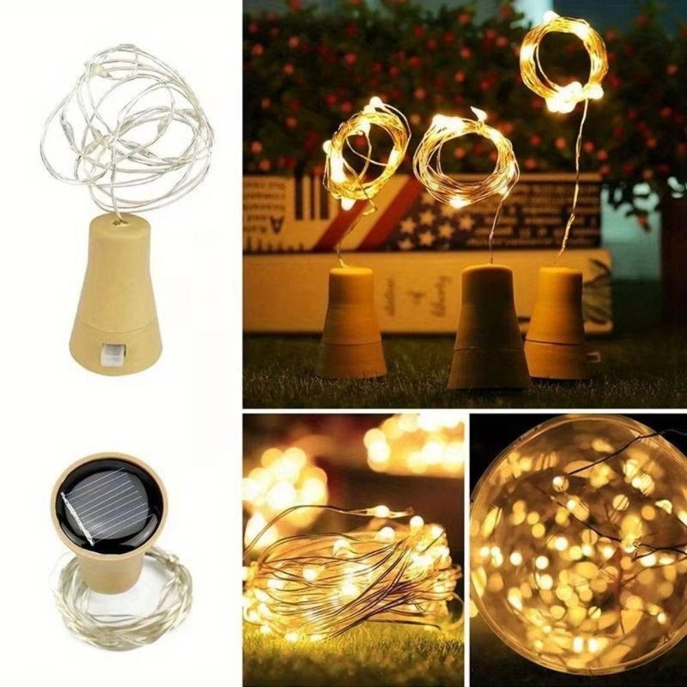 2M Solar Cork String Lights Cork Bottle Cork Lamp Strings Holiday Lamp
