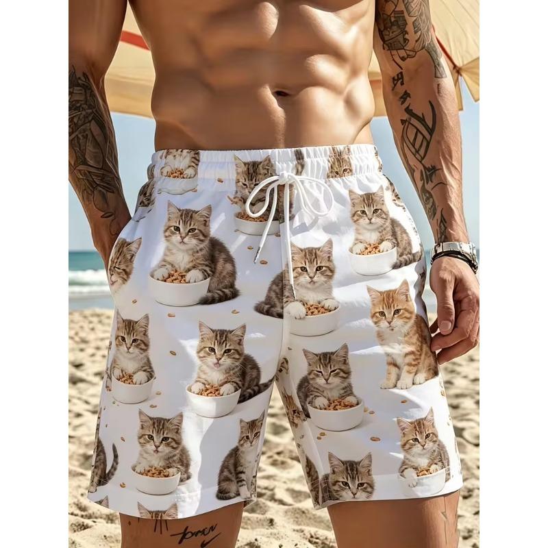 Summer Men's 3D Printed Beach Shorts Fashion Versatile Trend Breathable Casual Vacation Style