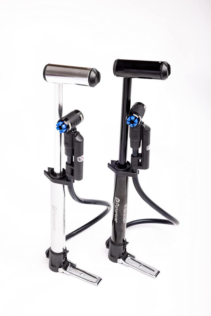 Panaracer Bicycle Pump, One-Touch Installation, Portable High-Pressure Pump with Air Pressure Gauge, US/French Compatible, Black, BMP-24AEZ-B