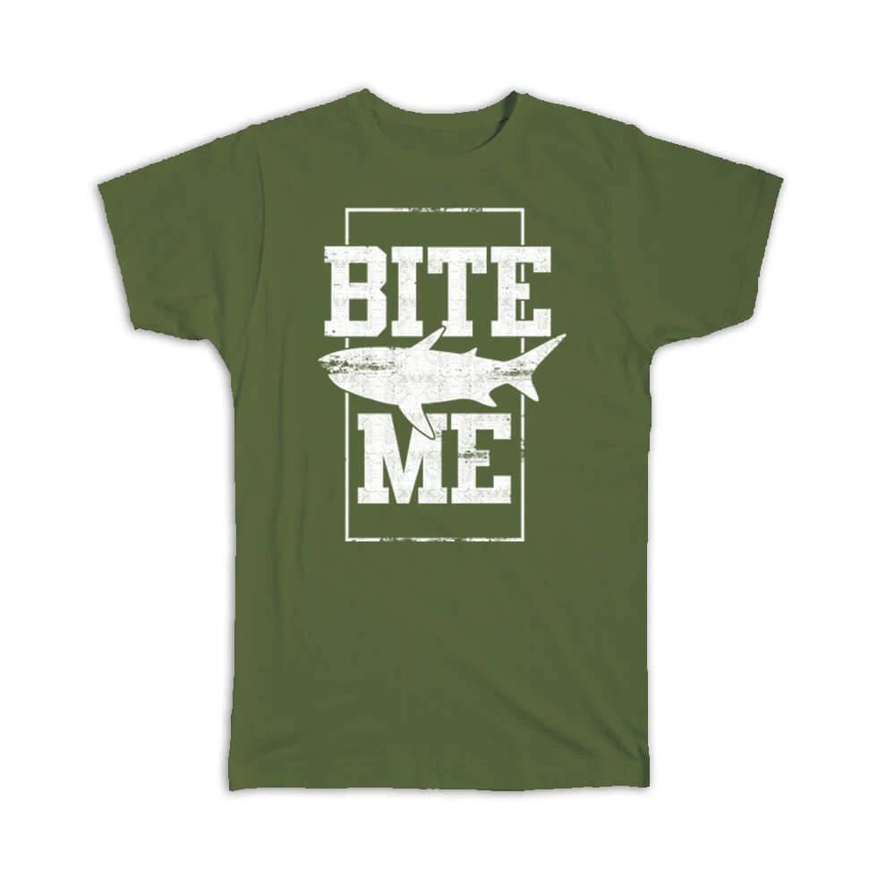 Подарочная футболка : Укуси Меня Акула-Мегалодон Водное Животное Опасный Для Комнаты Подростка L
