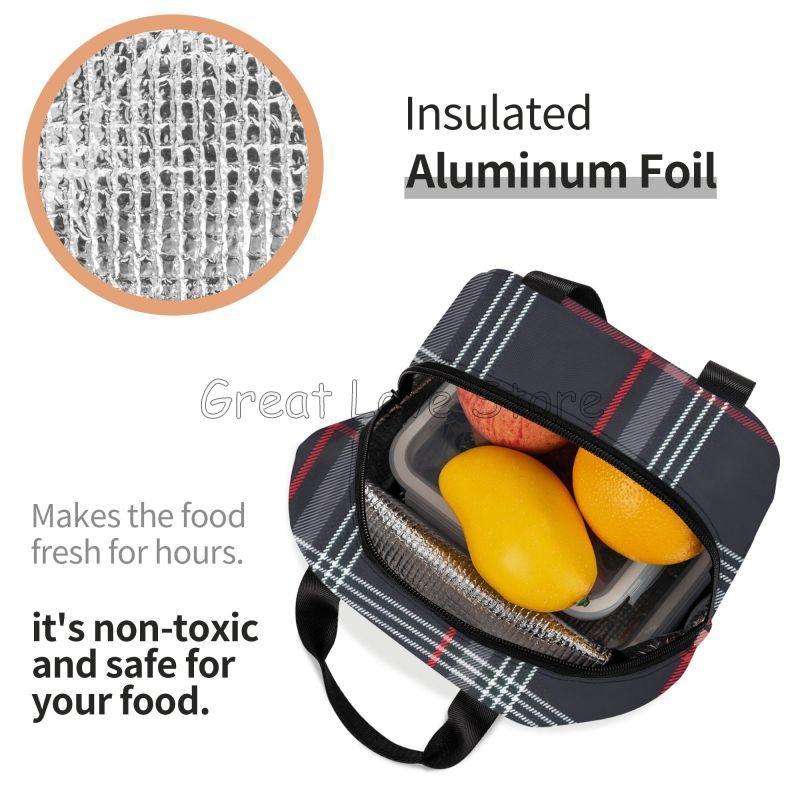 Custom GTI Tartan Insulated Lunch Bag for Women Men Boys Girls Reusable Waterproof Thermal Bento Tote Bag for Work Travel Picnic