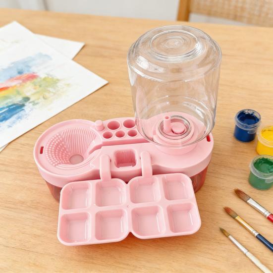 Paint Brush Cleaner Portable Paintbrush Cleaning Tool with Water Circulation Brush Washer Painting Station with Brush Holder And Palette for Beginners