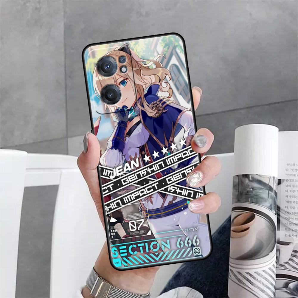 Phone Black Case for OnePlus Nord 2 5G 8T 10 9 7 8 Pro 10T For Oppo A53 A16 A15 A54 A74 Silicone Funda Genshin Impact Anime