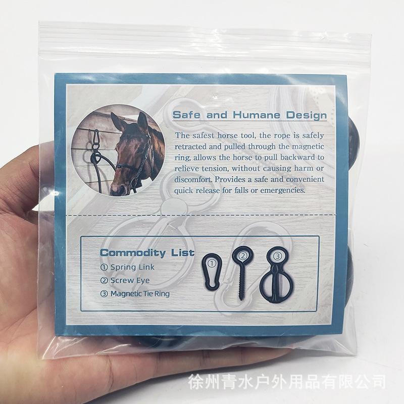 1 zestaw kółek do wiązania koni, bezpieczne akcesoria do wiązania koni, humanitarny sposób na wiązanie koni, magnetyczny pierścień do wiązania i chowania