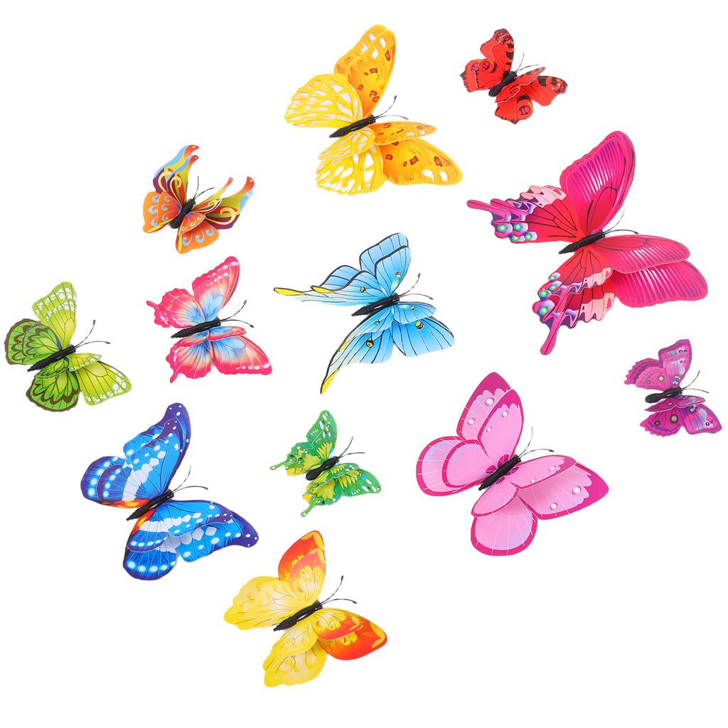 12Pcs 3D Butterfly Wall Stickers Decor Butterflies for Wedding Decoration Magnet Fridge Decals Decoration Sticker Color Sticker