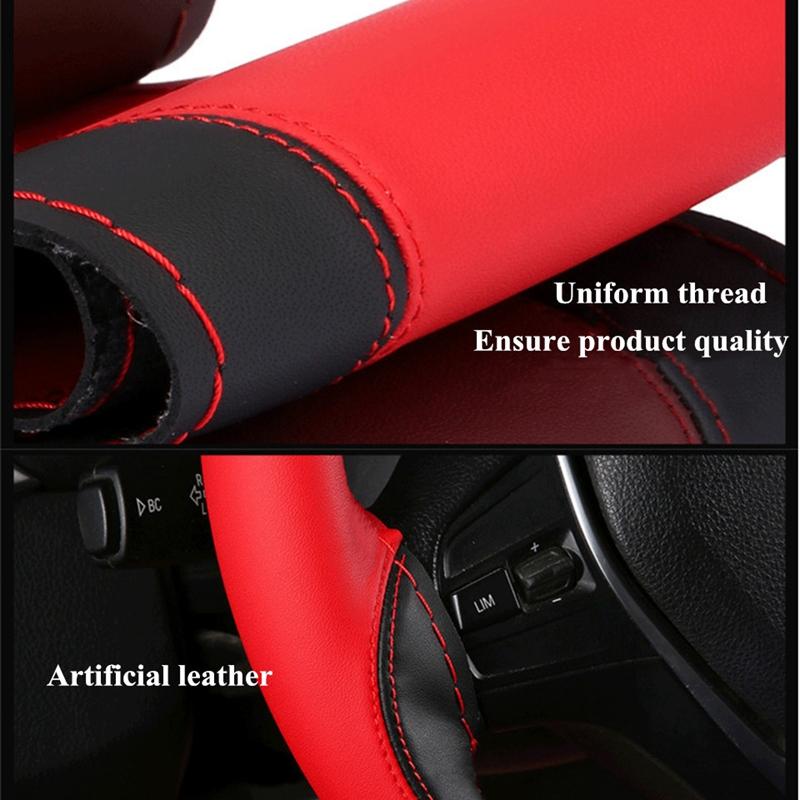 DIY Car Braid On Steering Wheel Cover Soft Fiber Leather Braid On the Steering-wheel of Car Protector Stitching Color