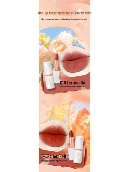 BOB Long-lasting Matte Velvet Lipstick: Moisturizing, High Pigment, Brightens Yellow Skin.