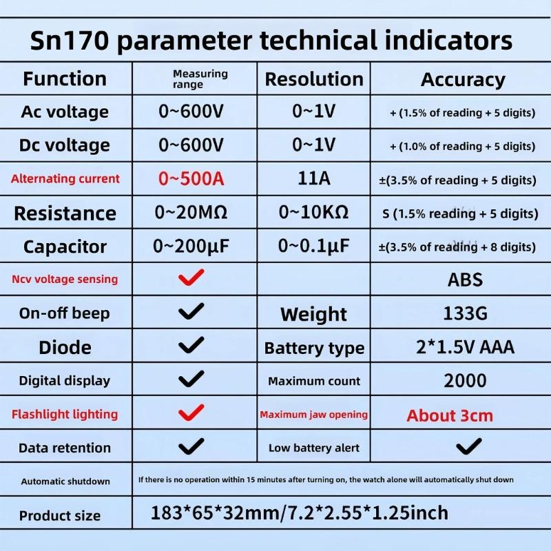 Professional Digital Electrical Multimeter For Voltage Current Resistance Capacitance Testing Multifunction Clamp Meter