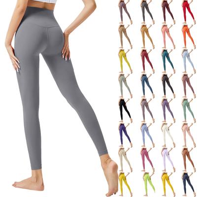 Moda feminina cor sólida calças de ioga cintura alta calças de moletom skinny calças de fitness