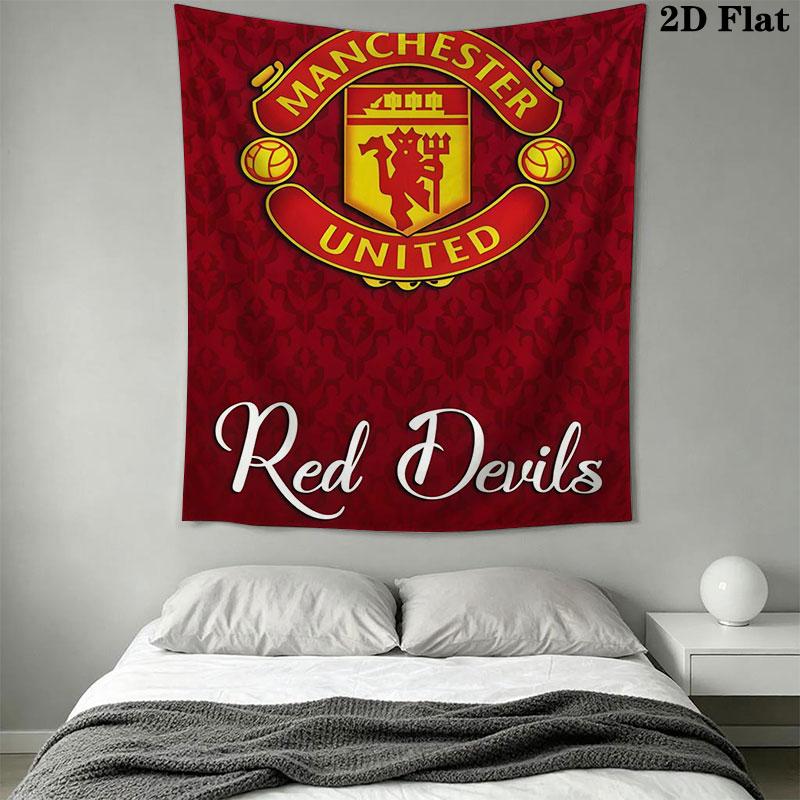 Man Utd F Wall Hanging Printed Fabric Blanket Decorative Tapestries for Bedroom Living Room Home Decor