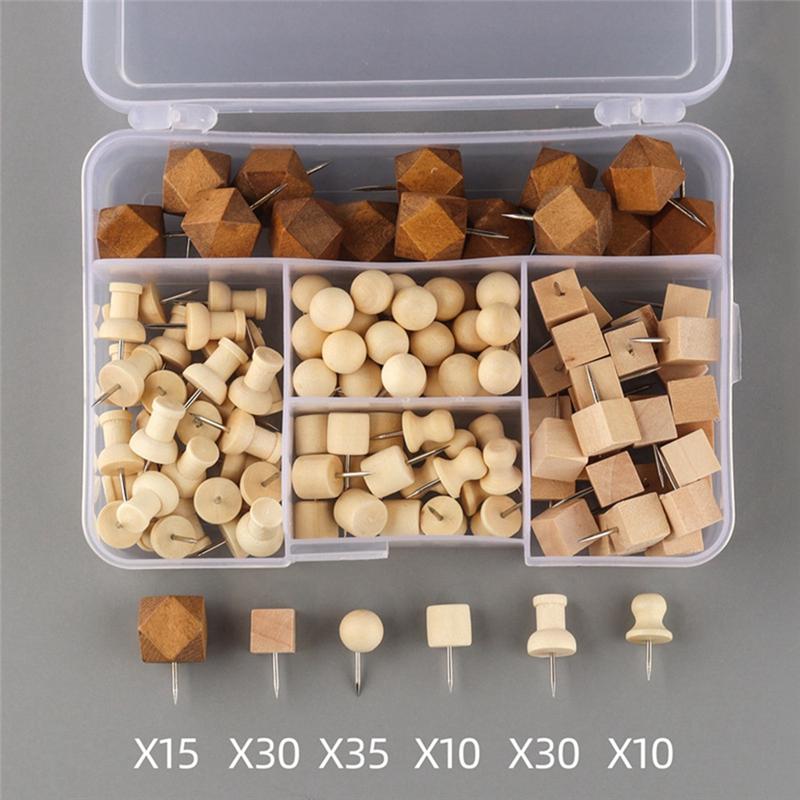 AEE4-130 Wooden Push Pins Geometric Shape For DIY Craft Supplies Apparel Sewing Point Wooden Photo Wall Board Office