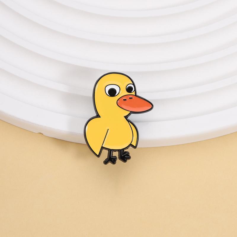 Round Eyed Adorable Duck Enamel Pins Cartoon Bright Yellow Cute Childlike Brooches Lapel Badges Jewelry Gifts For Kids Friends