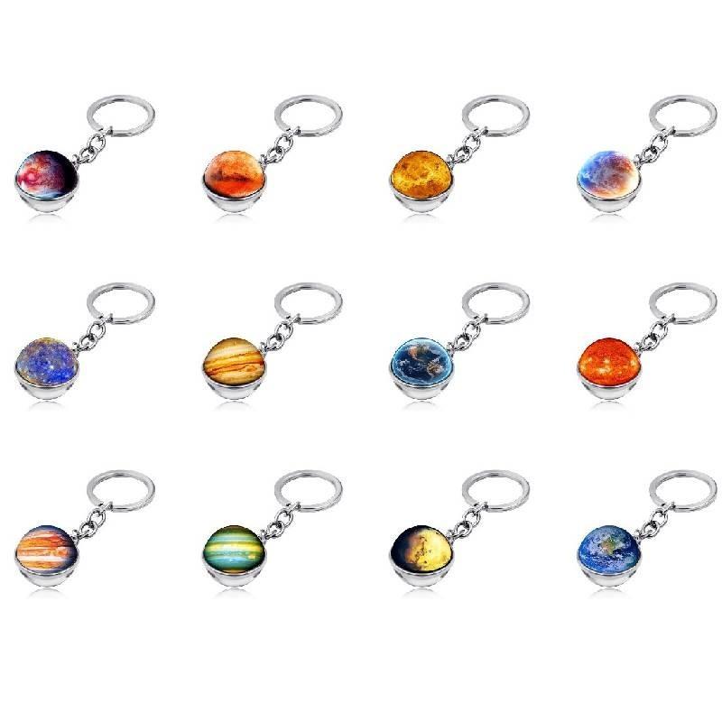 Elegant Zinc Alloy Universe Galaxy Planet Double-sided Glass Ball Keychain