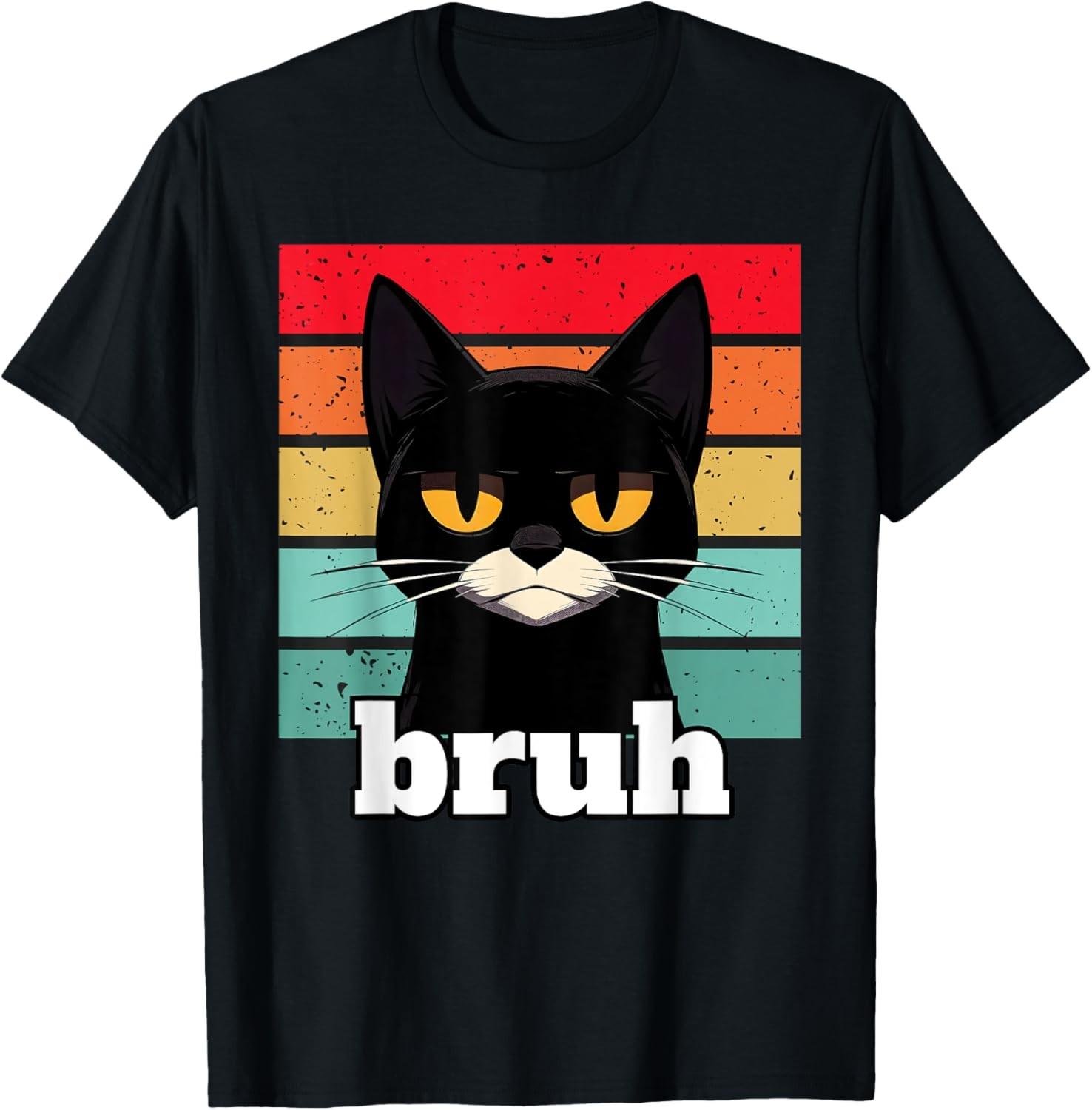 Funny Cat Bruh For Men Women Meme Graphic T-Shirt S разноцветный