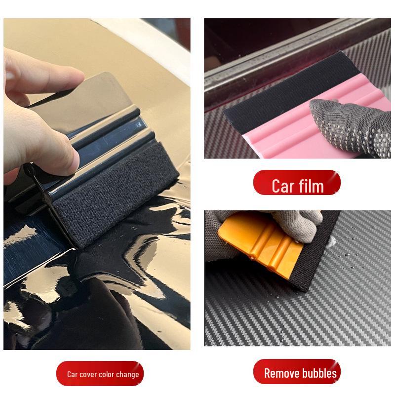 Thickened Fiber Suede Transparent Film Scraper for Car Body Color Change, Double-Sided Square Tool