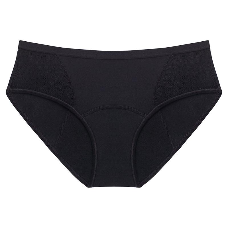 Women s Sexy Mesh Period Panties, Leakproof Breathable Briefs, Sheer Mesh Menstrual Underwear S чёрный