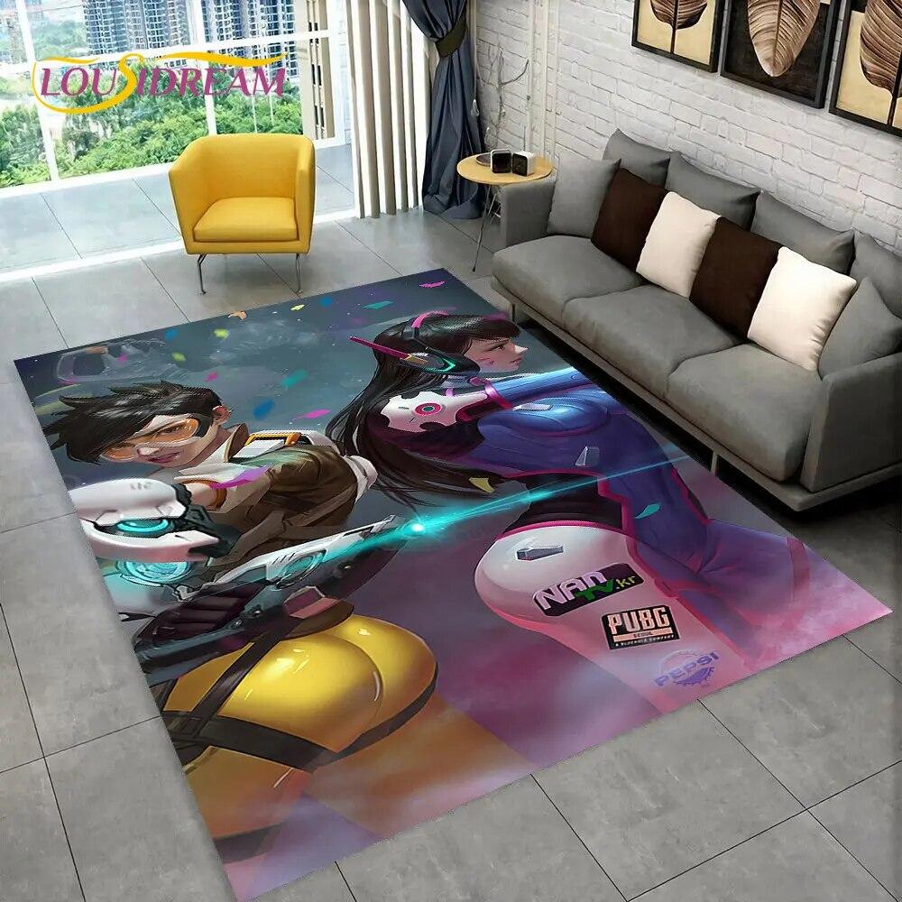 Overwatch Game Gamer DVA  Area Rug,Carpet Rug for Home Living Room Children's Bedroom Sofa Doormat Decor,kids Non-slip Floor Mat