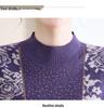 Elegant Knit Top for Middle-Aged & Elderly Women - Autumn/Winter Half-High Collar with Fleece Lining