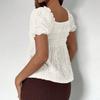 Maglietta da Donna con Scollo a V alla Moda Minimalista con Maniche a Sbuff