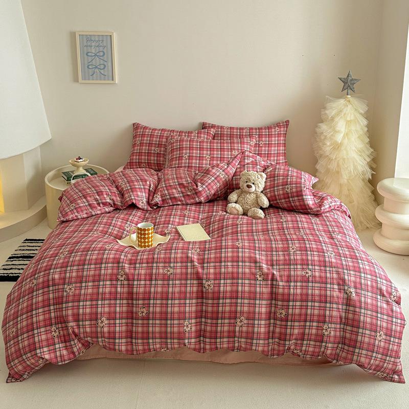 Pastoral Style Class A Maternal Infant Grade Cotton Double-Layer Yarn 4-Pcs Set Dormitory Cotton 3-Pcs Set Bed Sheet Quilt Cover Bedding
