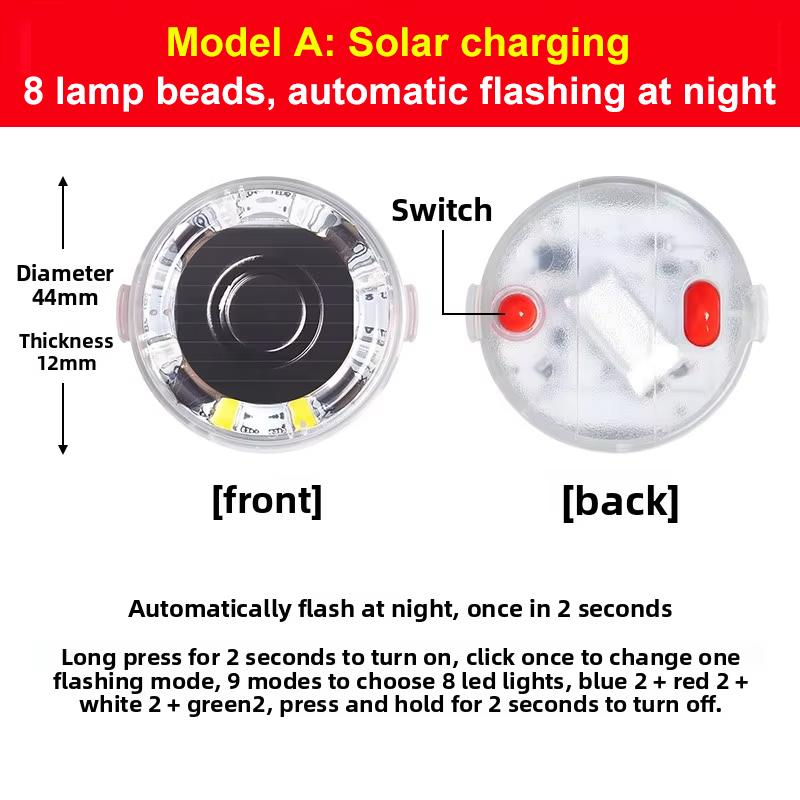 Solar-Powered Anti-Chase Rear Tail Light Waterproof Anti-Collision Warning Lights Wireless LED Strobe Lamp for Car Motorcycle