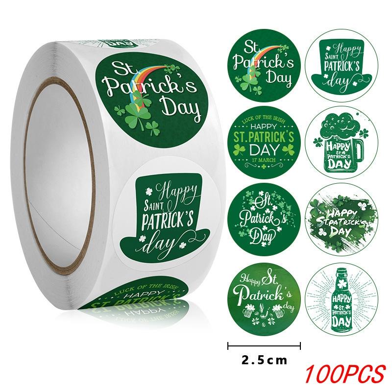 100-500pcs 1 Inch Clover Stickers Saint Patrick's Day Shamrock Stickers for Gift Decor Daily Necessities Green Lucky Seal Labels