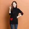 Half Turtleneck Sweater Mid-length Pullover for Women Solid-color Loose Sweater Jacquard Knitted Sweater Top