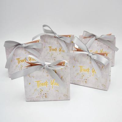 10pcs/lot Marble Pattern Party Favors Candy Box Packaging Mini Gift Bags for Weddings Baby Showers Thank You Bow-tie Gift Box