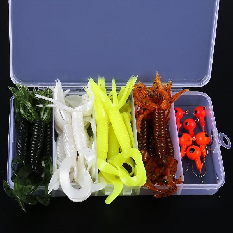 

Мягкая рыболовная приманка с набором рыболовных крючков, наживка для червей, джиг-крючок со свободной коробкой для соленой и пресной воды 1 set
