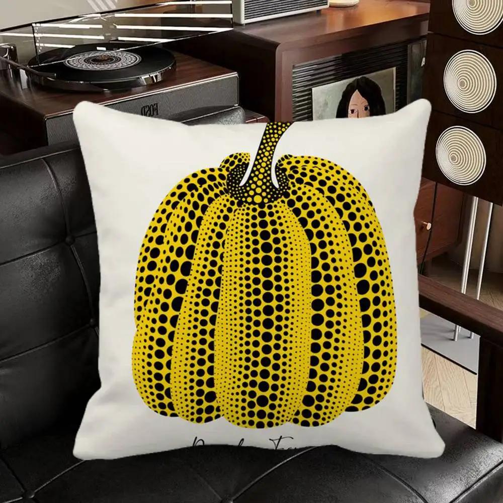 Yayoi Kusama Art Exhibition Pumpkin Flower Wall Art Pillow Case Square Pillow Bedroom Sofa Leisure Comfort Cushion Car