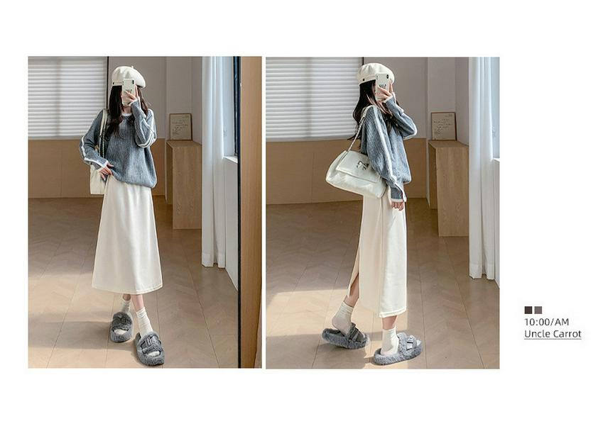 H253 Retro European Cotton Velvet A-line Skirt with Back Slit - Slimming Mid-Length Versatile Women's Skirt