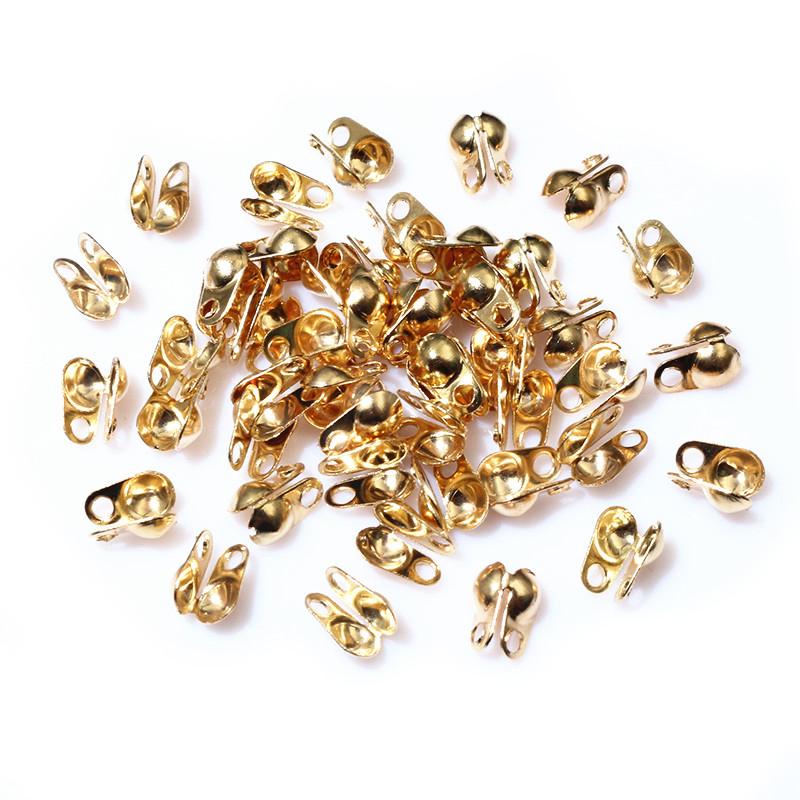 200pcs Fit 1.5/2/2.4/3.2mm Ball Chain Calotte End Crimp Beads Connector Components For DIY Jewelry Making Accessories Findings