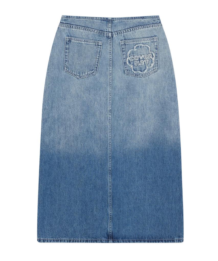 Covernat Woman Denim Long Skirt Blue