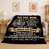 Gift Thanks To My Son Letter Present Flannel Blanket Soft Throw Blanket for Bedroom Living Room Bed Travel Camping Picnic Nap