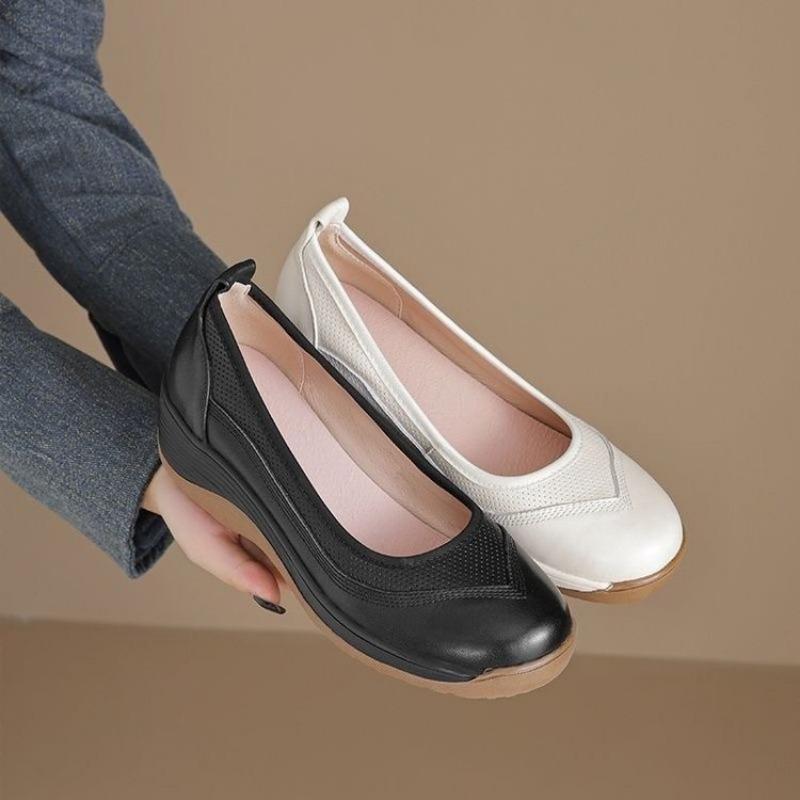 Retro Light Luxury Muffin Shoes Round-toed Single Shoes Casual High Heels