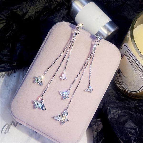 Beautiful Cute Butterfly Long Tassel Earring Elegant Dangle Temperament Earrings Women Party Jewelry
