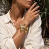 Luxury Gold Color Starfish Cuff Bracelet for Women Chunky Statement Open Bangle Girls Summer Beach Vacation Jewelry Accessories