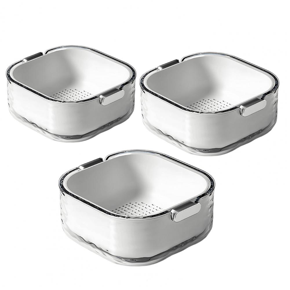 

Double Drain Basket Food Grade Pet Materials Multi-layer Kitchen Strainer Set for Fruit Vegetables Stackable for Spaghetti слоновая кость