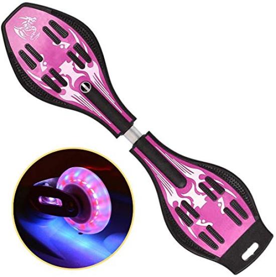 

Скейтборд для детей Подарок на день рождения Рождество Кикборд Скейтборд для детей Дети Колеса Подарок S-доска Светящаяся J-доска (розовый) розовый