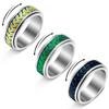 Rotating Titanium Steel Ring with Personalized Leaf Texture Carbon Fiber Sticker for Men and Women.