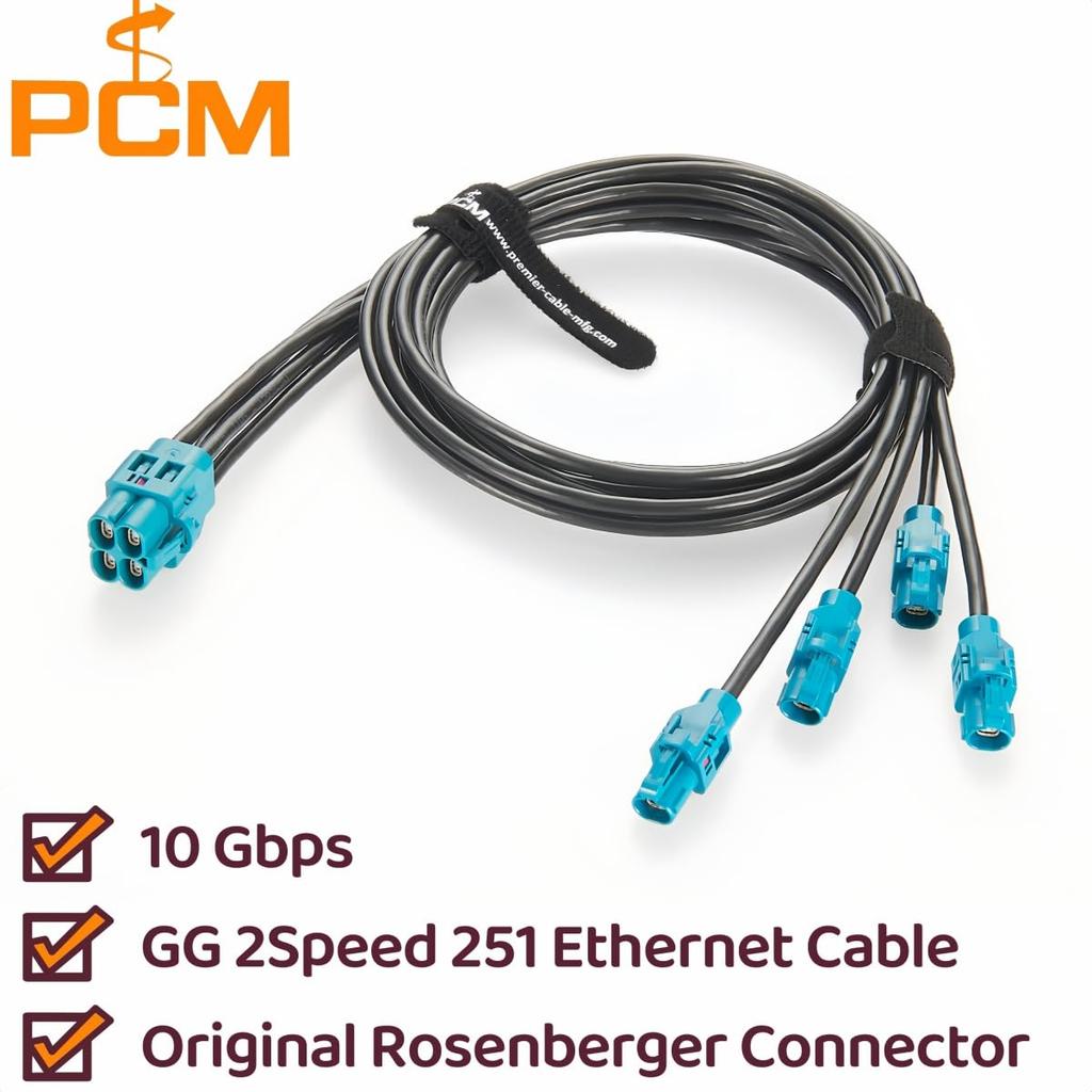 Rosenberger H-MTD 4 Cavity to 4 Single Port Automotive Ethernet Cable 10Gbps E6K10D-1CAZ5-Z to