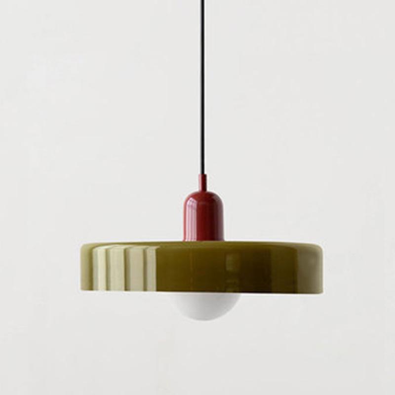 Danish Mid-Century Cream Green Retro Glass Chandelier for Restaurants & Bars