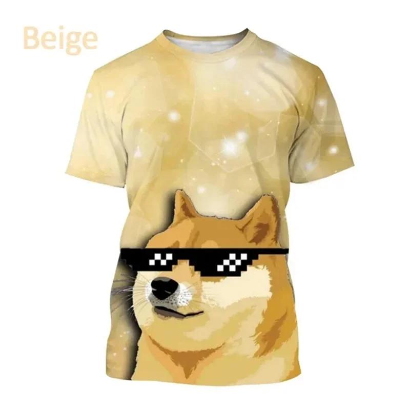 Astronaut Doge Dogecoin Graphic Printed T-Shirt Men Clothing Fashion Meme Cheems Casual 3D Printing Tee Tops