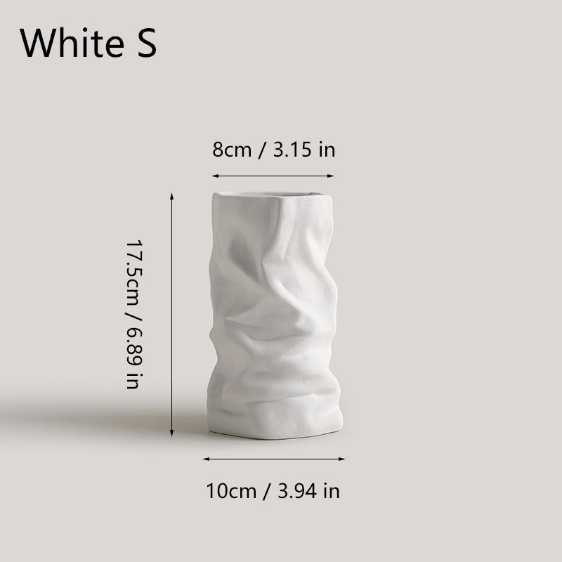 Wrinkled Vase Ceramics Simple Flower Arrangement Advanced Feeling Black White Home Living Room Desktop Decoration Gift