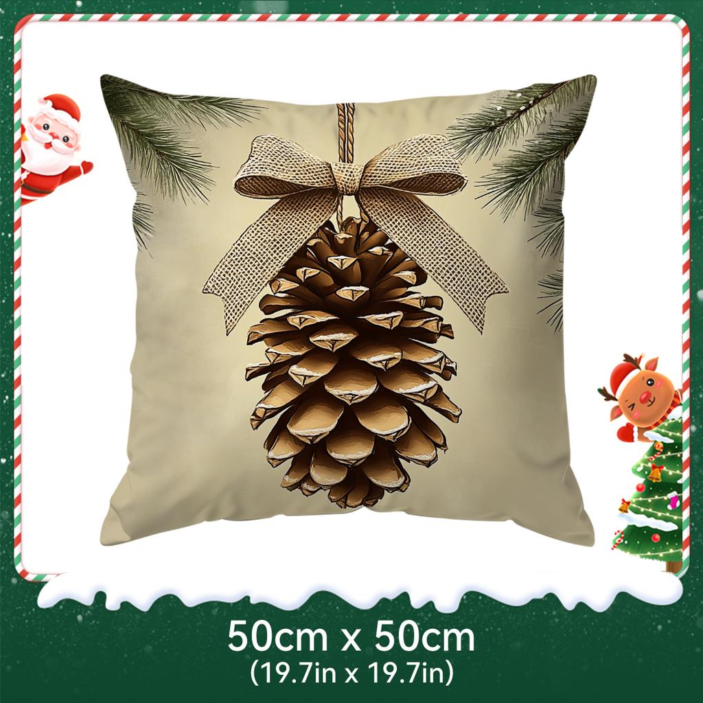Christmas Pinecone Pillowcase Bedroom Sofa Cushion Cover 100% Polyester Living Room Soft Cushion Pillowcase Home Decor