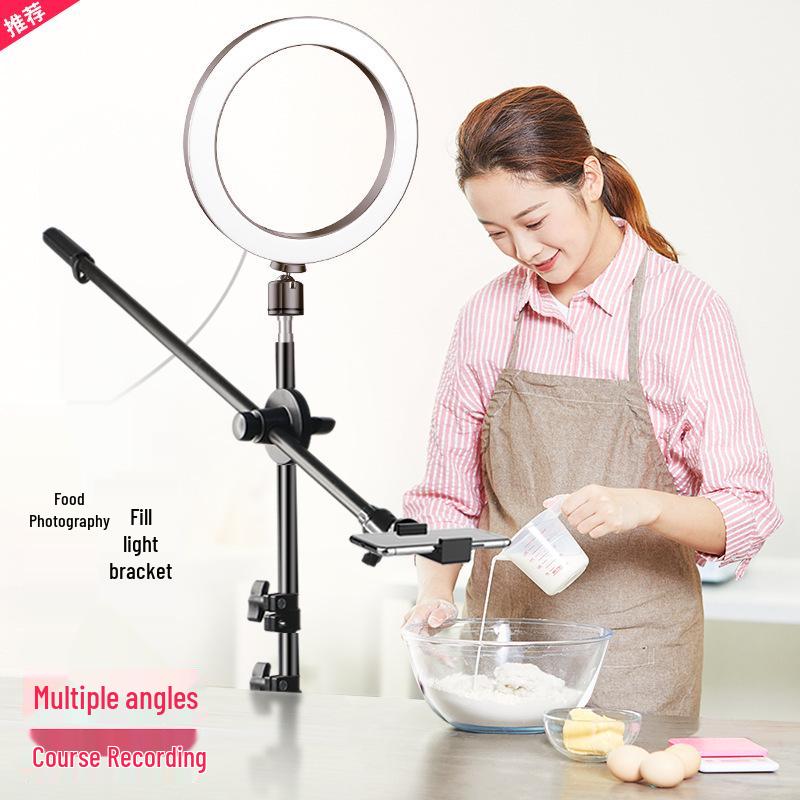 Adjustable Desktop Tripod with Fill Light for Top-Down Live Streaming, Photography, and Video Recording