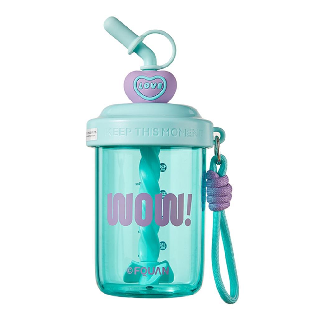 580ML Drinking Cup With Straw Stirring Cup Kawaii Whey Protein Shaker Bottle  Fruit Juice