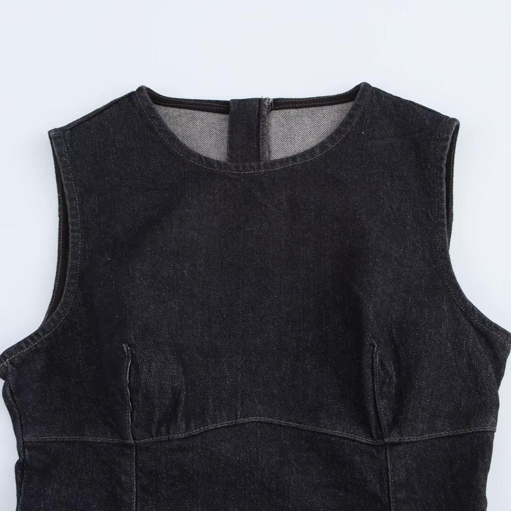 Spring 2025 Women's Fashion: Elegant Slim Round Neck Sleeveless Dress