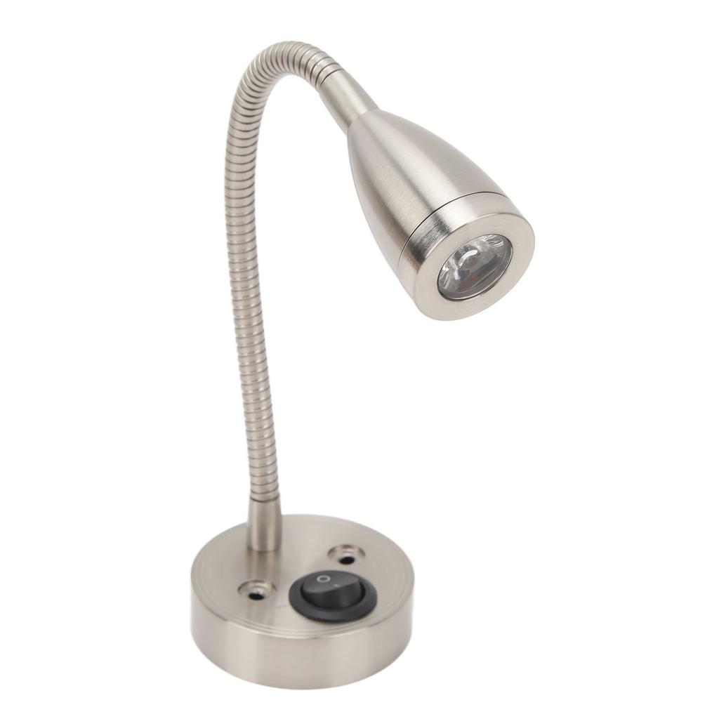 RV LED Bedside Light 360 Degree Swivel Flexible Goosneck Light for DC 12V to 24V Boat Camper Truck Cars Nickel Plated