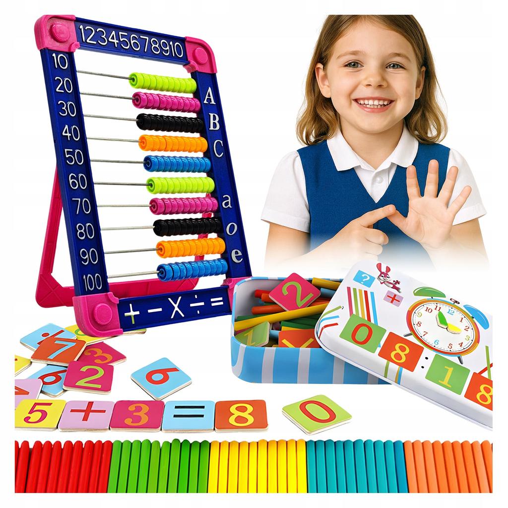 EDUCATIONAL SET Arithmetic sticks for COUNTING can LARGE BACODE